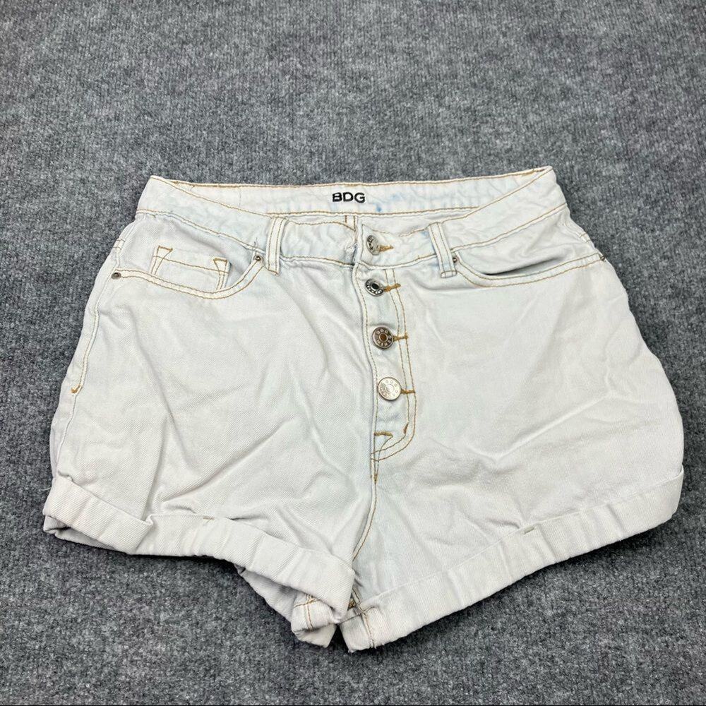 Urban Outfitters BDG Mom High Rise Rolled Denim‎ Shorts Light Wash 30 Button Fly